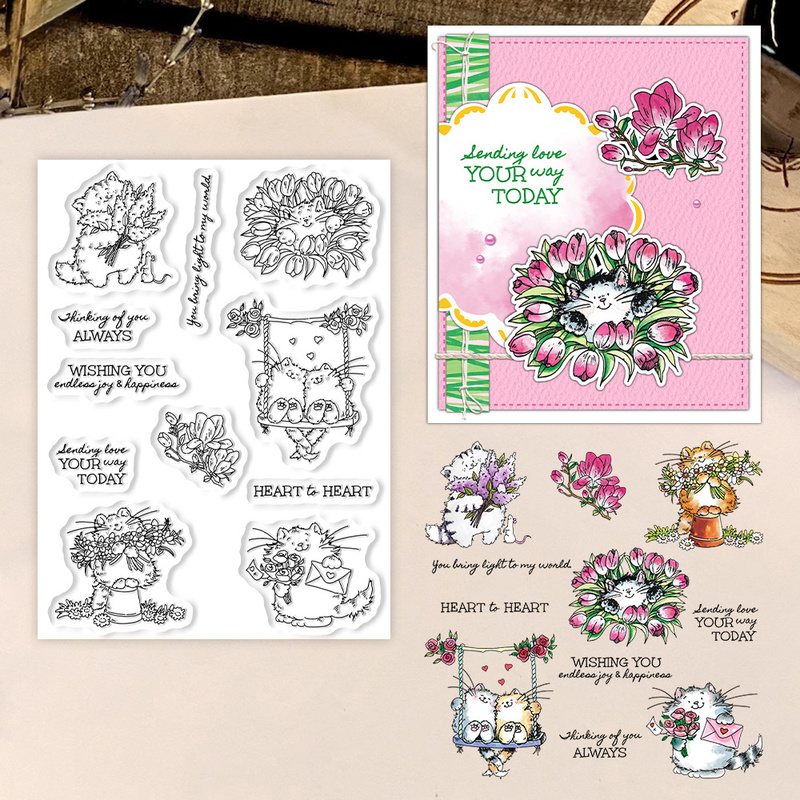 Clear Silicone Stamps For Card Making - Suncraft, sellos transparentes con diseño de