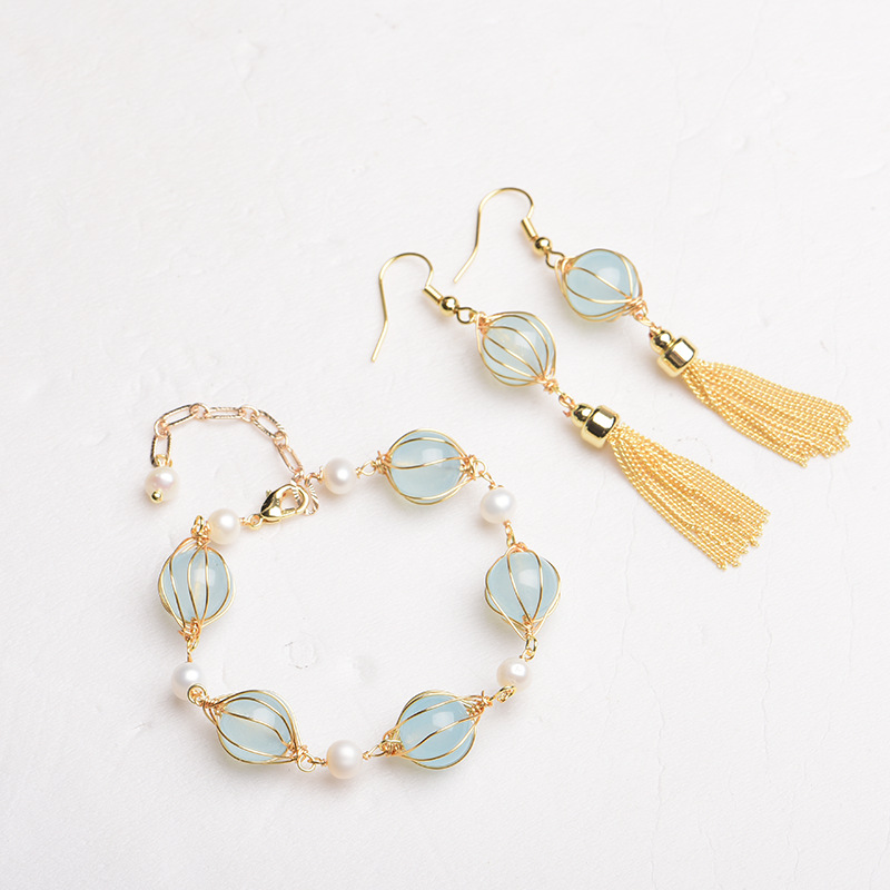 Beading - Pendientes de cuentas de Jade Natural