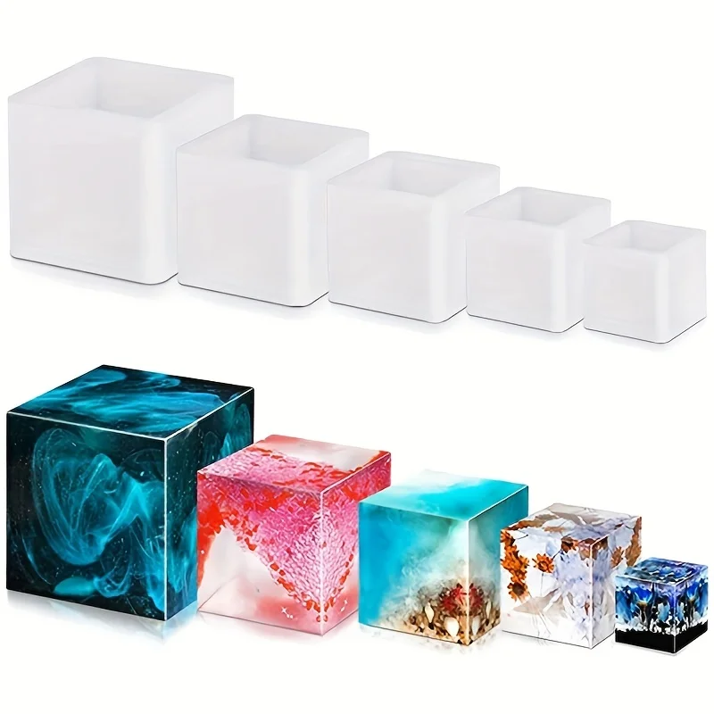 Silicone Epoxy Resin Molds Set - 5 uds molde cuadrado de resina