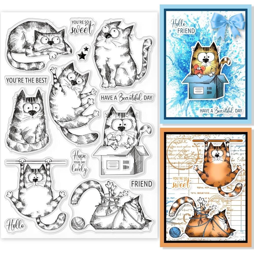 Sellos transparentes de gato d - Clear Silicone Stamps For Card Making reseña y precio