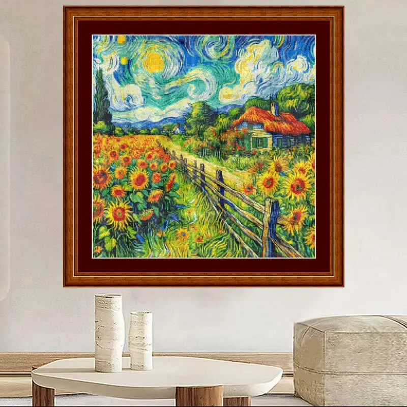 [CC4656-Serie Van Gogh Granja  - Cross Stitch Stamped Kits Beginners reseña y precio