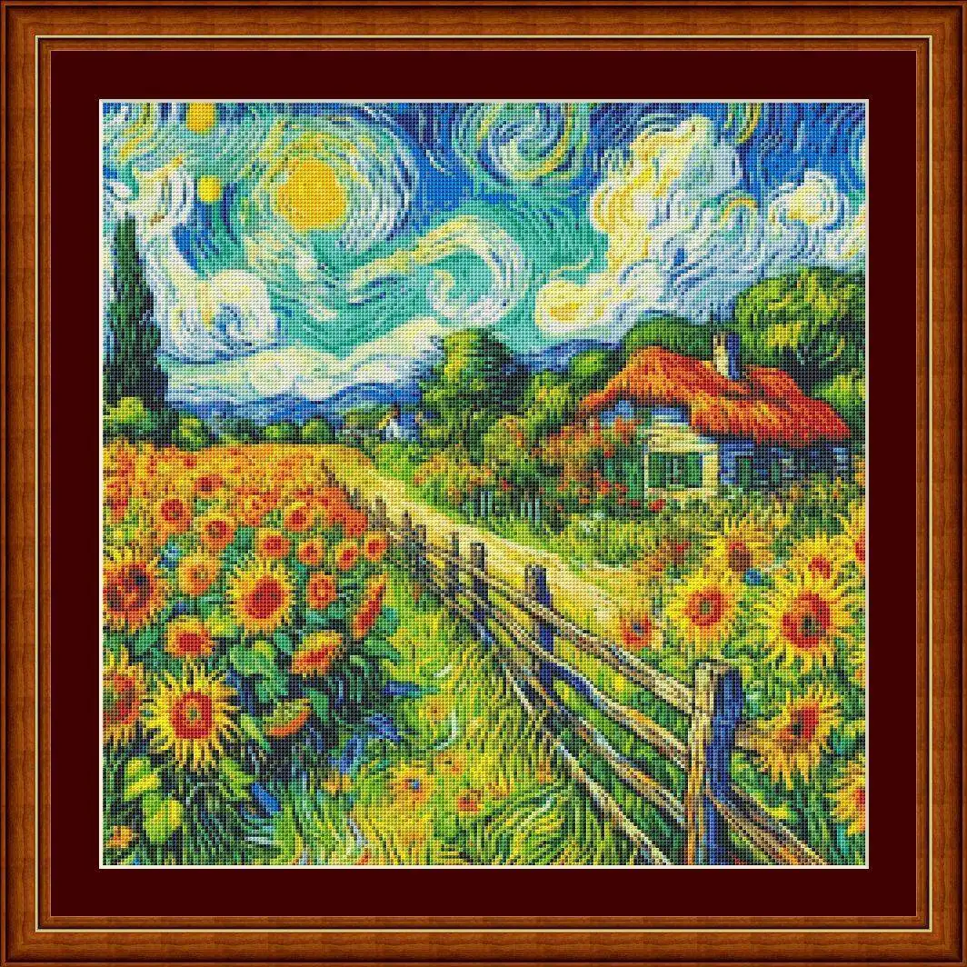 [CC4656-Serie Van Gogh Granja  - Cross Stitch Stamped Kits Beginners reseña y precio