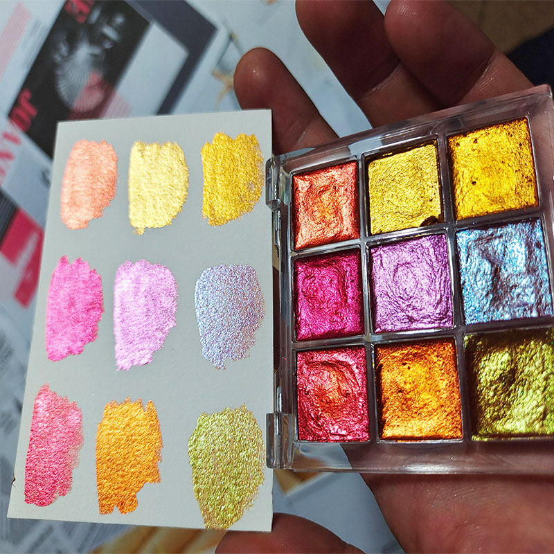 Pigmentos sólidos de uñas de 9 - Watercolor Paint Set Solid Pigment reseña y precio