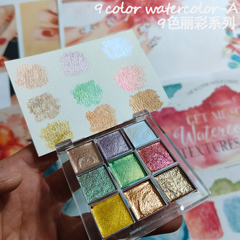 Pigmentos sólidos de uñas de 9 - Watercolor Paint Set Solid Pigment reseña y precio