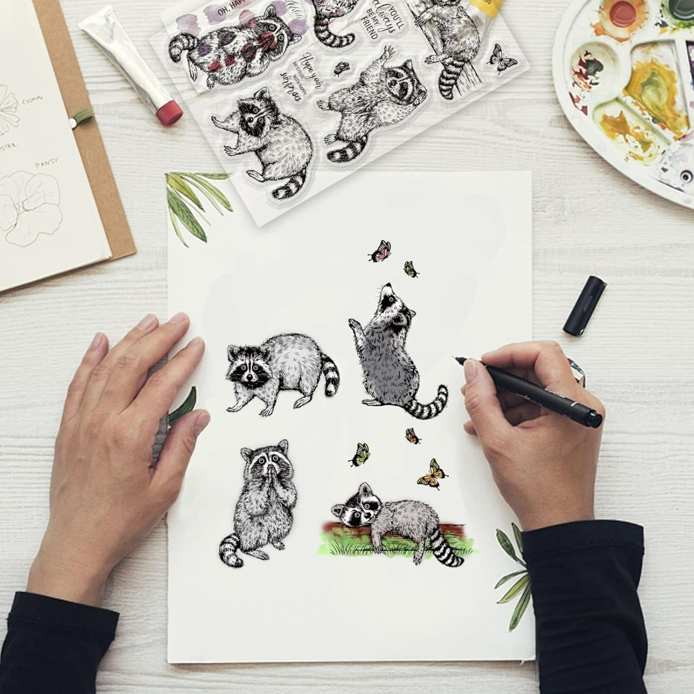 Mapaches realistas para hacer  - Clear Silicone Stamps For Card Making reseña y precio